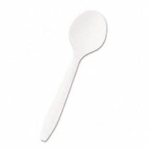 Boardwalk Mediumweight Polypropylene Cutlery White Soup Spoons 1000ct Case